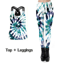 Load image into Gallery viewer, NADANBAO NEW 3D Women&#39;s Tie Dye Leggings Sets Rainbow Printed Tops Fitness Leggins Sexy Slim Workout Pants Fashion Sets