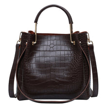 Load image into Gallery viewer, Crocodile Women&#39;s Handbags Wild Vintage Bucket Top-handle Large Capacity Solid Simple Casual Crossbody Bag Fashion Shoulder Bags