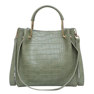 Crocodile Women's Handbags Wild Vintage Bucket Top-handle Large Capacity Solid Simple Casual Crossbody Bag Fashion Shoulder Bags