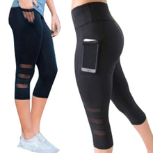 Load image into Gallery viewer, NORMOV Workout Women Leggings Polyester Mid Calf Mesh Leggins Casual Elastic Push Up Fitness With Pockets Female Leggings