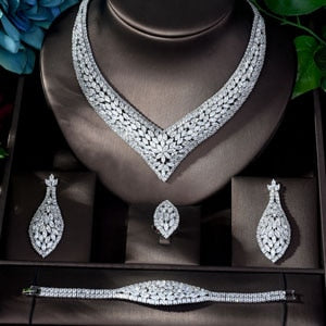 HIBRIDE Luxury AAA CZ African Jewelry Set for Women Wedding Zircon Crystal CZ Indian African Bridal Jewelry Set Bijoux N-1153