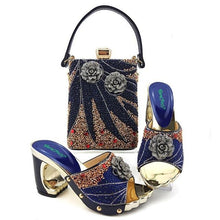 Load image into Gallery viewer, Black Color Latest Shoes and Bags Set Italian matching Sets 2020 Nigerian Shoes and Matching Bags Women Rhinestone Wedding Shoes