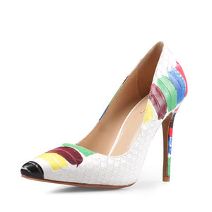 WETKISS Emboss Leather Pumps Women Pointed Heels 12cm Shallow Shoes Female Colorful Shoes Crocodile High Heels Party Summer 2020