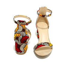 Load image into Gallery viewer, Shenbolen 2020 Women sandals ankara print heels sandals  women high heels square party shoes fashion african ankara print shoes