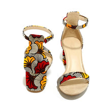 Load image into Gallery viewer, Shenbolen 2020 Women sandals ankara print heels sandals  women high heels square party shoes fashion african ankara print shoes