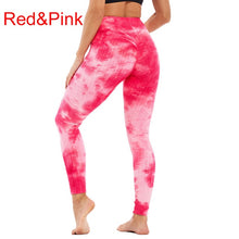 Load image into Gallery viewer, Women Tie Dye Pants Ruched Butt Lift Textured Scrunch Leggings Booty Push Up Tights Workout Gym Fitness Exercise Running Pants