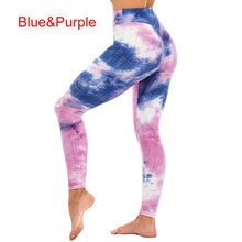 Load image into Gallery viewer, Women Tie Dye Pants Ruched Butt Lift Textured Scrunch Leggings Booty Push Up Tights Workout Gym Fitness Exercise Running Pants