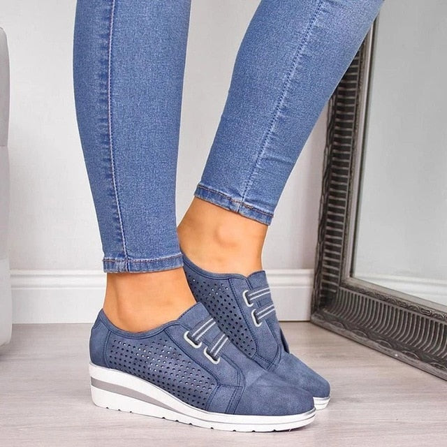 2020 Flock New High Heel Lady Casual Women Sneakers Leisure Platform Shoes Breathable Height Increasing Shoes Women Flats