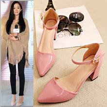 Load image into Gallery viewer, European style sandals female 2020 new word buckle thick with single shoes Women&#39;s pumps  small size 31 32 33 Baotou high heels