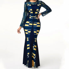 Load image into Gallery viewer, African Dress For Women 2020 Casual Plus Size Slim Patchwork Lace Maxi Dresses Elegant Sexy Long Dress 5XL 4XL Africa Clothing