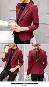 Elegant Business Lady Jacket New 2020 Women Full Sleeve Work Blazer Female Casual Coat Six Color Available