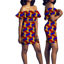 Load image into Gallery viewer, African Short Sleeves Print Tops and Skirt Sets for Women Bazin Riche African Clothing 2 Pieces Skirt Set Customize Wear A722627