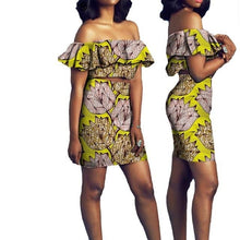 Load image into Gallery viewer, African Short Sleeves Print Tops and Skirt Sets for Women Bazin Riche African Clothing 2 Pieces Skirt Set Customize Wear A722627