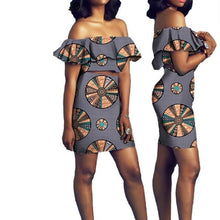 Load image into Gallery viewer, African Short Sleeves Print Tops and Skirt Sets for Women Bazin Riche African Clothing 2 Pieces Skirt Set Customize Wear A722627