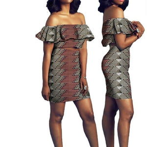 African Short Sleeves Print Tops and Skirt Sets for Women Bazin Riche African Clothing 2 Pieces Skirt Set Customize Wear A722627