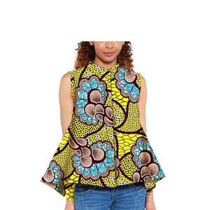 Women Blouse African Shirts for Women Ankara Print Clothes Sleeveless Crop Top Short Top Ankara Attire Summer Wear S2024003