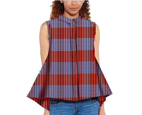 Women Blouse African Shirts for Women Ankara Print Clothes Sleeveless Crop Top Short Top Ankara Attire Summer Wear S2024003