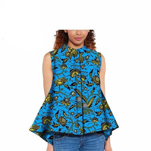 Women Blouse African Shirts for Women Ankara Print Clothes Sleeveless Crop Top Short Top Ankara Attire Summer Wear S2024003