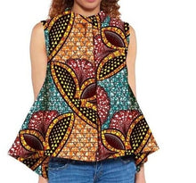 Load image into Gallery viewer, Women Blouse African Shirts for Women Ankara Print Clothes Sleeveless Crop Top Short Top Ankara Attire Summer Wear S2024003