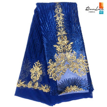 Load image into Gallery viewer, Classical Royal Blue Sequins Net Lace 2020 High Quality Sequined Embroidered Mesh Lace Fabric Nigerian Guinea Wedding Gown Laces