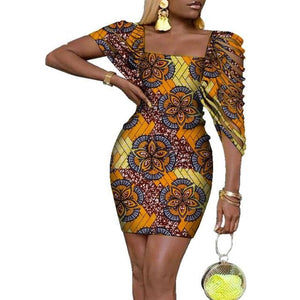 Sexy Dresses Bazin Riche Lady Clothes Traditional Newest African Clothing Dashiki African Wax Print Dress for Women WY4317