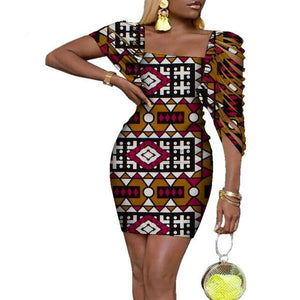 Sexy Dresses Bazin Riche Lady Clothes Traditional Newest African Clothing Dashiki African Wax Print Dress for Women WY4317