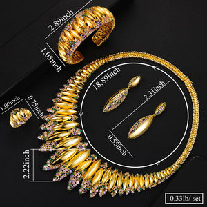 GODKI 4PCS Luxury African Jewelry Set For Women Wedding Party Dubai Bridal Jewelry Sets 2021 Necklace Earring Bracelet Ring Set