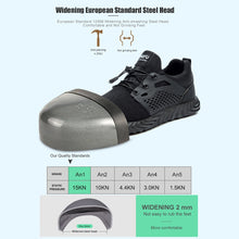 Load image into Gallery viewer, Lightweight breathable men safety shoes steel toe work shoes for men anti-smashing construction sneakers with reflective