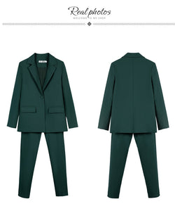 Work Pant Suits OL 2 Piece Set for Women Business interview suit set uniform smil Blazer and Pencil Pant Office Lady suit