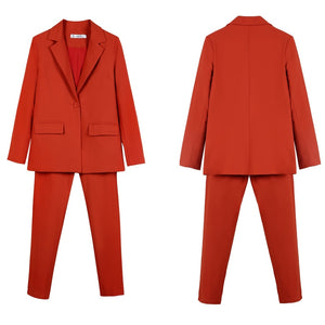 Work Pant Suits OL 2 Piece Set for Women Business interview suit set uniform smil Blazer and Pencil Pant Office Lady suit