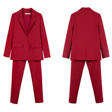 Load image into Gallery viewer, Work Pant Suits OL 2 Piece Set for Women Business interview suit set uniform smil Blazer and Pencil Pant Office Lady suit