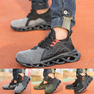 Lightweight breathable men safety shoes steel toe work shoes for men anti-smashing construction sneakers with reflective