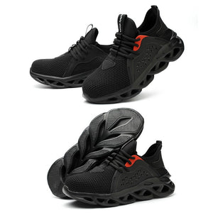 Lightweight breathable men safety shoes steel toe work shoes for men anti-smashing construction sneakers with reflective