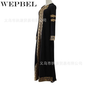 WEPBEL Women Fashion Arab Ladies Kaftan Fashion Dubai Muslim Dress Islamic Clothing Maxi Dress Robes