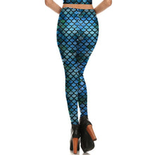 Load image into Gallery viewer, New Fashion Fish Scale Sexy Blue Mermaid Women LeggingsGym Digital Print Fitness Leggings for Ladies Mermaid Leggings + Top