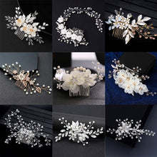 Load image into Gallery viewer, Mix Style Elegant Crystal Pearl Flower Hair Jewelry Wedding Hair Accessories Hair Comb Bridal tiara hair ornaments Wholesale