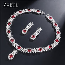 Load image into Gallery viewer, ZAKOL Trendy Style White Color Green Zirconia Bride Wedding Jewelry Set Flower Earrings Necklace Set For Europe Women FSSP2007