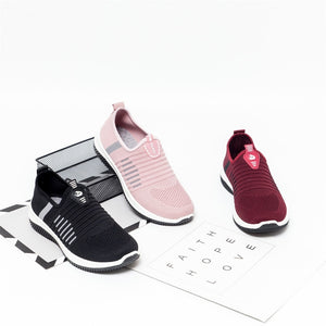 Women Flat Shoes Knit Woman Casual Slip On Vulcanized Shoes Female Mesh Soft Breathable Women's Footwear For Ladies Sneaker