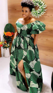 Afican Print Dress Women Halloween Ruffles Flora Fashion Robe Africaine Femme Bodycon Maxi Mermaid Dress Africa Clothes