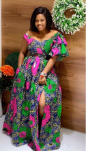 Load image into Gallery viewer, Afican Print Dress Women Halloween Ruffles Flora Fashion Robe Africaine Femme Bodycon Maxi Mermaid Dress Africa Clothes