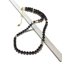 Load image into Gallery viewer, Lii Ji 4x6mm Black Spinel Natural Stone Sparkling Beaded Necklace American 14K Gold Filled Necklace 40+5cm Two Style Can Choose