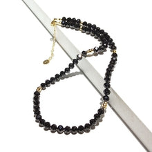 Load image into Gallery viewer, Lii Ji 4x6mm Black Spinel Natural Stone Sparkling Beaded Necklace American 14K Gold Filled Necklace 40+5cm Two Style Can Choose