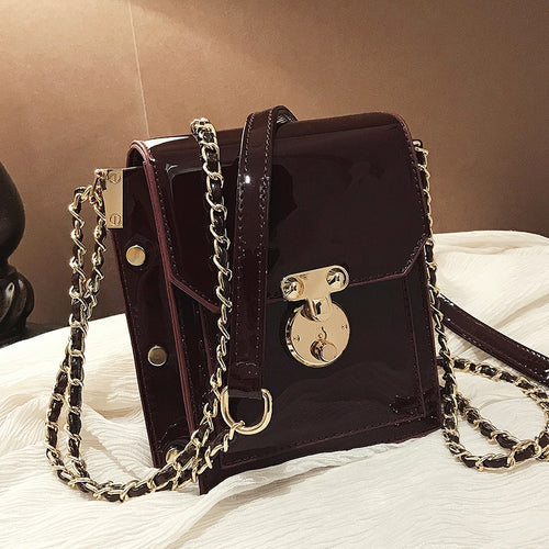 Vintage Square Crossbody bag 2020 Fashion New Quality Patent Leather Women's Designer Handbag Lock Chain Shoulder Messenger Bag