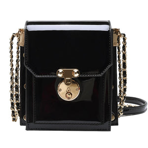 Vintage Square Crossbody bag 2020 Fashion New Quality Patent Leather Women's Designer Handbag Lock Chain Shoulder Messenger Bag