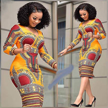 Load image into Gallery viewer, African Dresses for Women Dashiki Print 2020 News Tribal Ethnic Fashion V-neck Ladies Clothes Casual Sexy Dress Robe Party