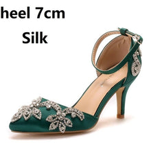 Load image into Gallery viewer, Crystal Queen Shoes Woman Luxury Diamond White High Heels Pumps Wedding Shoes Bridal Elegant Ankle Strap Party Dress Sandals