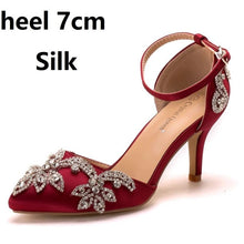 Load image into Gallery viewer, Crystal Queen Shoes Woman Luxury Diamond White High Heels Pumps Wedding Shoes Bridal Elegant Ankle Strap Party Dress Sandals