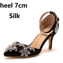 Load image into Gallery viewer, Crystal Queen Shoes Woman Luxury Diamond White High Heels Pumps Wedding Shoes Bridal Elegant Ankle Strap Party Dress Sandals