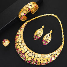 Load image into Gallery viewer, missvikki Nigerian India Russia Wedding Bride Luxury Necklace Dubai 4PCS Dress Jewelry Set for Women Daily Party Cubic Zirconia