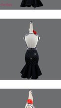 Load image into Gallery viewer, Shiny Rhinestone Women Latin Dress Costumes black Sexy Skirt Salsa Samba Rumba India Ladies Latin Dance Dress+belt